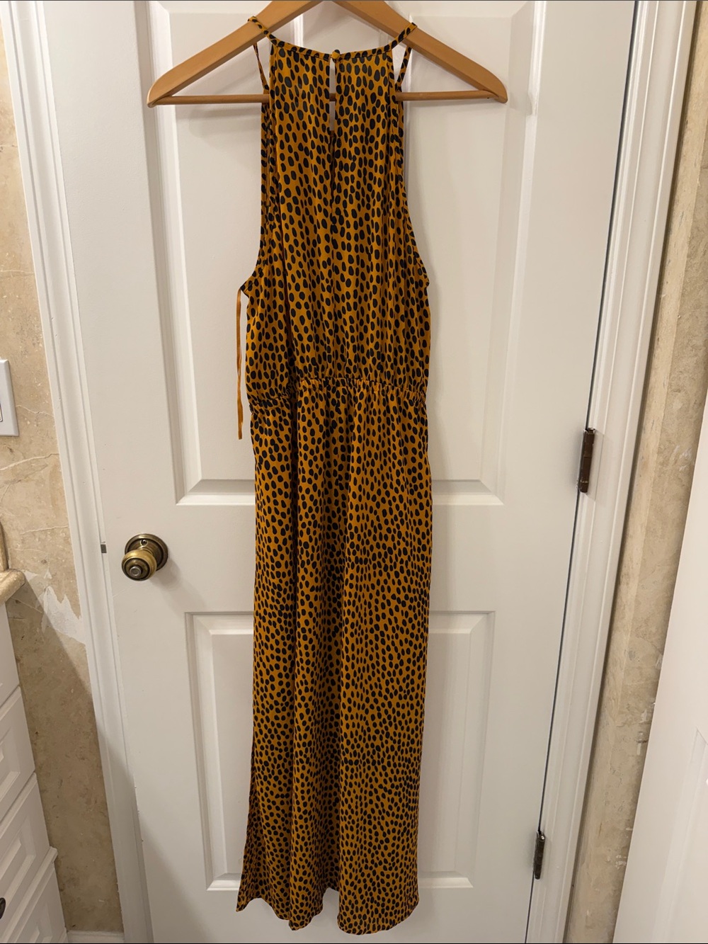 J.Crew Mustard Yellow and Black Spotted Halter Dress - Picture 3 of 3